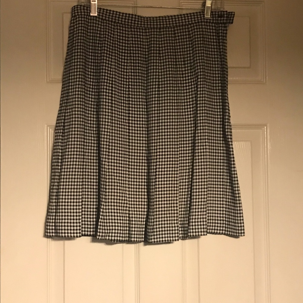 Black & White Gingham Check Pleated Skirt